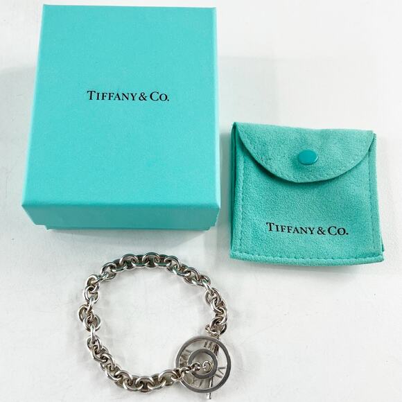 Tiffany & Co. 2003 Atlas 925 Silver Chain Toggle Charm Bracelet with Pouch - Picture 3 of 5